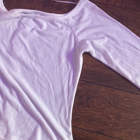 Ribbed White Off The Shoulder Top - Picture 3 of 3